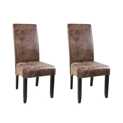 Cuba Lot De 2 Chaises De Salle A Manger - Tissu Marron - Style Contemporain - L 48 X P 64 Cm