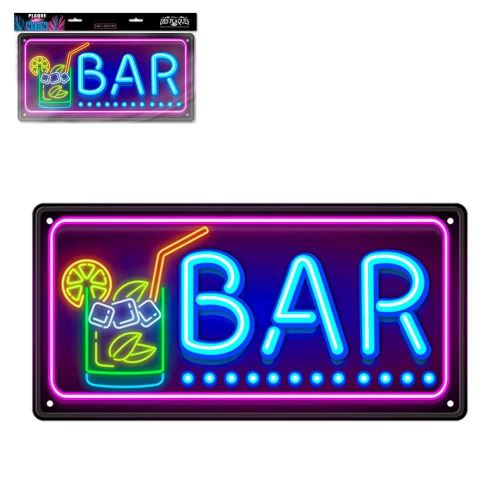 STC - Plaque Déco Effet Néon 45x22,5 cm – Bar