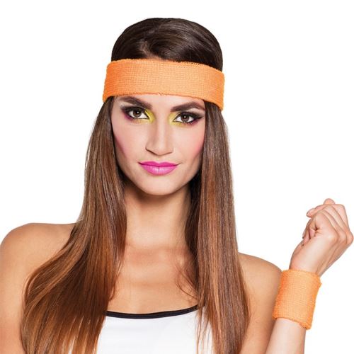 set de 3 bandeaux éponge orange fluo