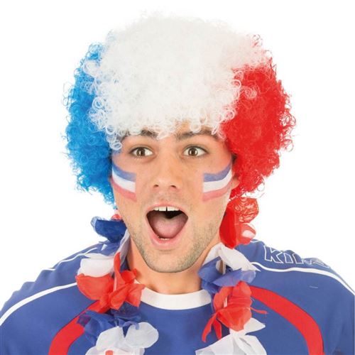 bleu blanc rouge 1 perruque neuve supporter équipe de France