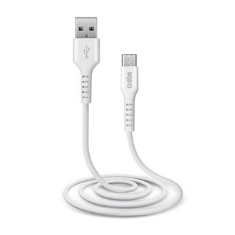 SBS - Câble de chargement / de données - Micro-USB de type B mâle pour USB mâle - 1 m - blindé - blanc - pour Huawei Ascend Y530; LG G Flex D950, G2; Optimus L4; Motorola G; Moto G; Sony XPERIA Z2