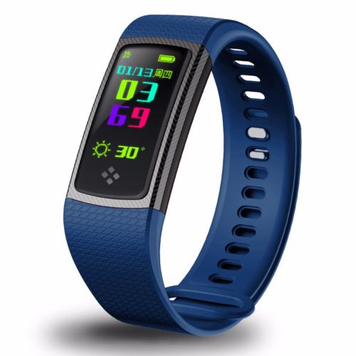 S9 IP67 montre bracelet coloré de bracelet de pression artérielle de fréquence cardiaque de bracelet coloré Bleu