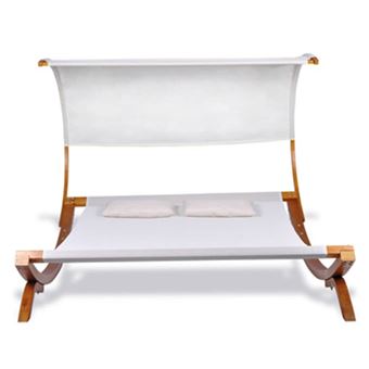 Transat Double Beige Bain De Soleil Avec Parasol Mobilier De Jardin Achat Prix Fnac