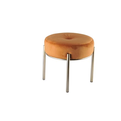 Aulica Pouf tabouret orange pied doré Orange