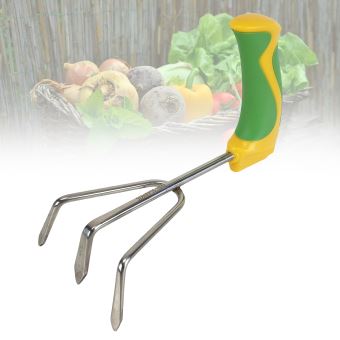 KINZO Griffe De Jardin Rotative 4+2 Dents - Poignée Ergonomique Antidérapante, Acier Robuste, Idéal Désherbage & Aération Sol 96 Cm