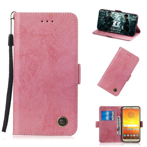 Etui en PU style rétro rose pour votre Motorola Moto E5 Play (EU Version)