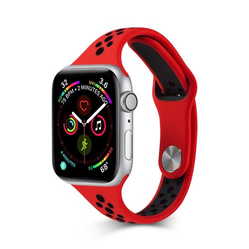 Bracelet sport en silicone respirant pour Apple Watch Series 6/ SE/ 5/ 4 40mm - Rouge&Noir