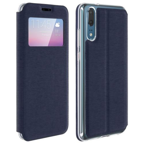 Housse pour huawei p20 Etui pour fenêtre clapet fente-carte Coque pour silicone gel - bleu
