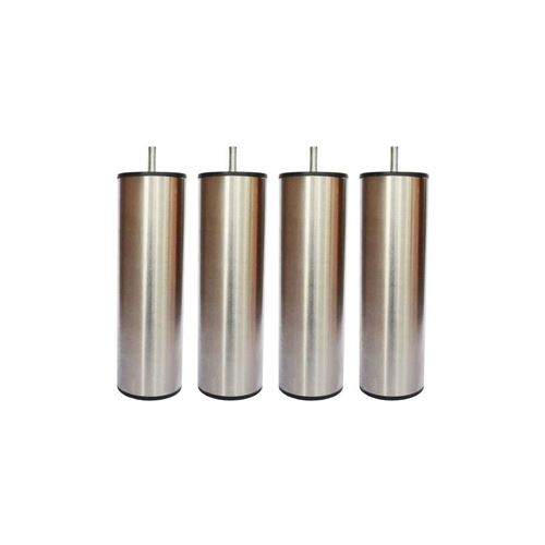 Jeu De Pieds Cylindriques Inox Brosse Saturne O 6 H 14,5 Cm - Lot De 4