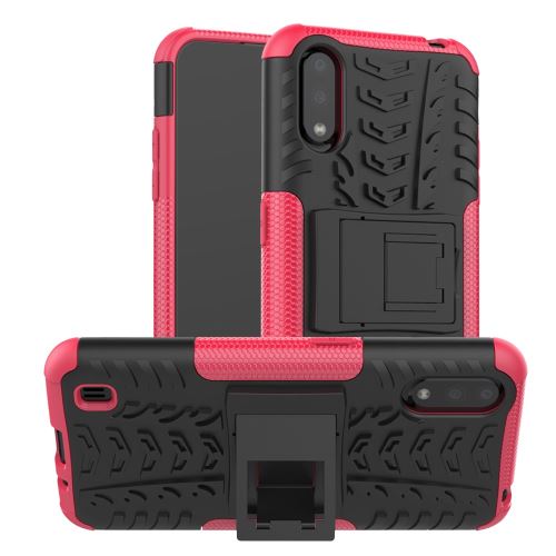 Coque en TPU unique avec béquille rose pour votre Samsung Galaxy A01