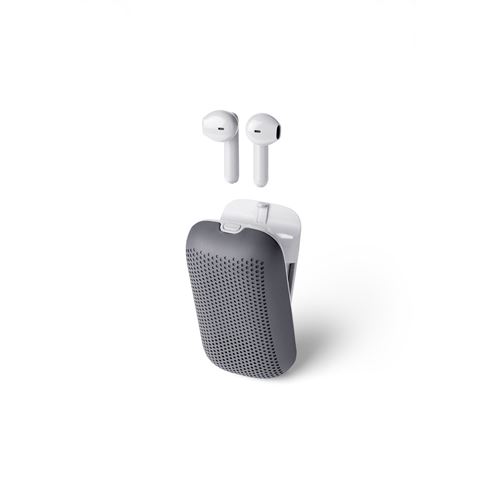 Ecouteurs sans fil et Enceinte Bluetooth SPEAKERBUDS ABS Gris clair