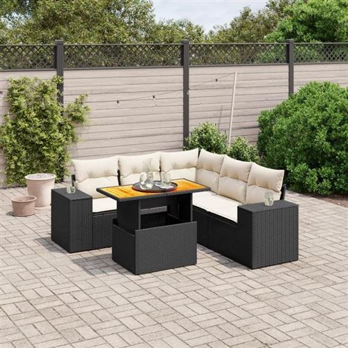 Non Communiqué Noir Salon De Jardin Modulable Vidaxl Rotin 5 Personnes 6 Pieces 62 X 62 X 69 Cm