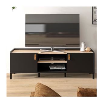Lord - meuble TV - bois et noir - 185 cm - style industriel