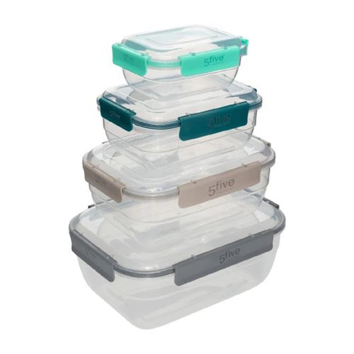 Non Communiqué Transparent Five Simply Smart - Lot De 4 Boîtes De Conservation "Klic" 22Cm