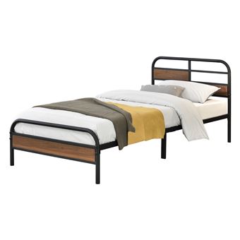 Lit Enfant 160x80 Cm - Cadre Pin Solide - Blanc Mat - Avec Barrière Anti-chute - Charge 70 Kg - Marque En.casa