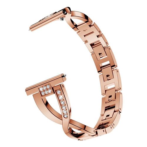 Bracelet en métal forme x décor strass alliage de zinc pour Samsung Galaxy Watch Active SM-R500 - Or Rose
