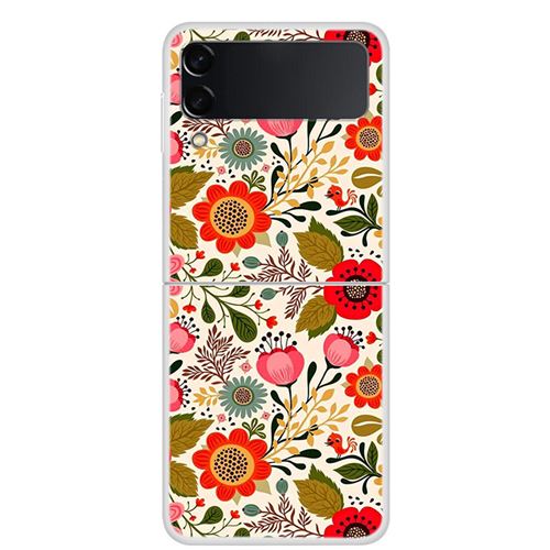 Coque Pour Samsung Galaxy Z Flip 3 Frusde Dessin Animé Peinture Multicolore-Feuille