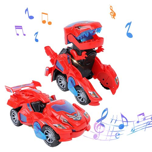 Vehicle Transformation Dinosaure VORMOR avec Lumière et Son Jouet pour Enfant - Rouge
