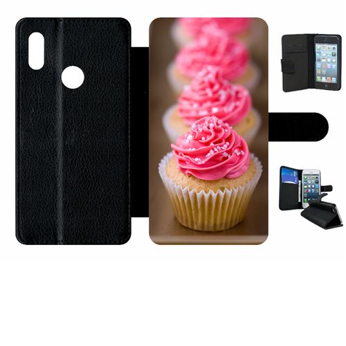 Etui My-Kase pour Y6S 2019 - quatre petits cupcakes - Simili-cuir Noir