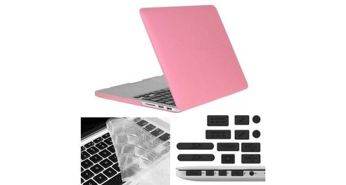 Housse étui rose pour macbook pro retina 13,3 pouces 3 en 1 givré hard shell de protection en plastique avec keyboard guard & port prise de poussière