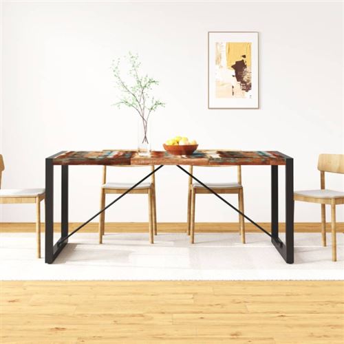 Non Communiqué Multicolore Table À Manger Bois De Récupération Massif 180 Cm