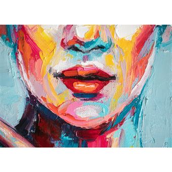 Tableau sur verre synthétique peinture bouche 65x97 cm CEANOTHE Décoration Murale Art Décoratif Muraux Peinture Imprimée en HD Salon Chambre Bureau Fabriqué en France - 1