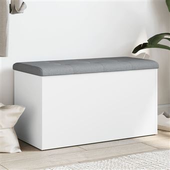 Banc de rangement blanc 82x42x45 cm bois d ingénierie - 1