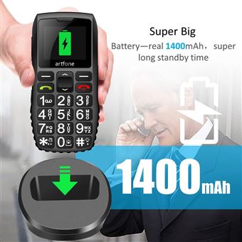 Téléphone Senior PhoneART Grand écran, Bouton SOS, Flash – Neuf, Débloqué Et Facile à Utiliser