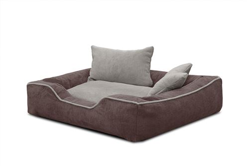 Panier pour chien et chat 80 x 70 cm tissu marron et beige clair - BONNIE