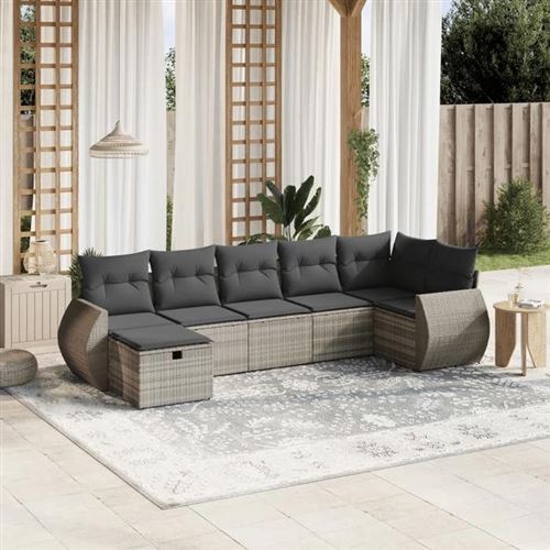 VIDAXL - Salon de Jardin - 7 Pièces - Gris - Image 2