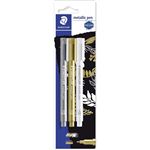 Marqueur staedtler corps metallique 8323 pointe ogive 12mm encre blanche  pack 10 marqueurs assortis