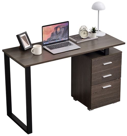 Bureau Stockton avec Plateau en MDF Cadre en Tubes d'acier et Colonne de rangement , Marron