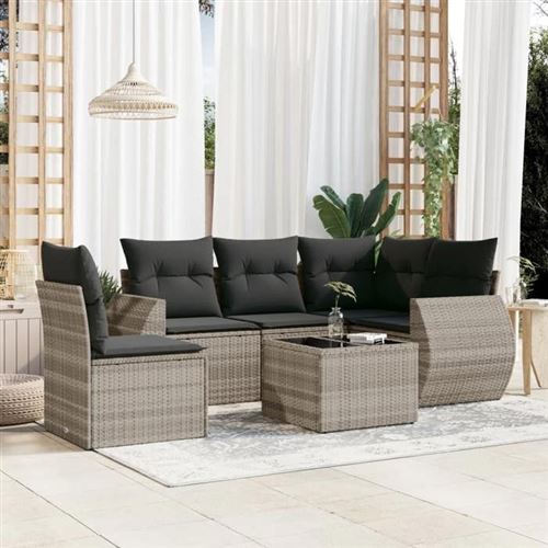 Non Communiqué Gris Vidaxl Salon De Jardin Avec Coussins 6 Pcs, Canapés De Terrasse, Ensemble De Meubles De Patio, Mobilier D'extérieur, 3253719