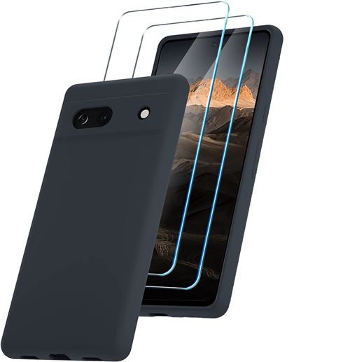 Coque Silicone Couleur Noire + 2 Verres Trempes Pour Google Pixel 7A Little Boutik®