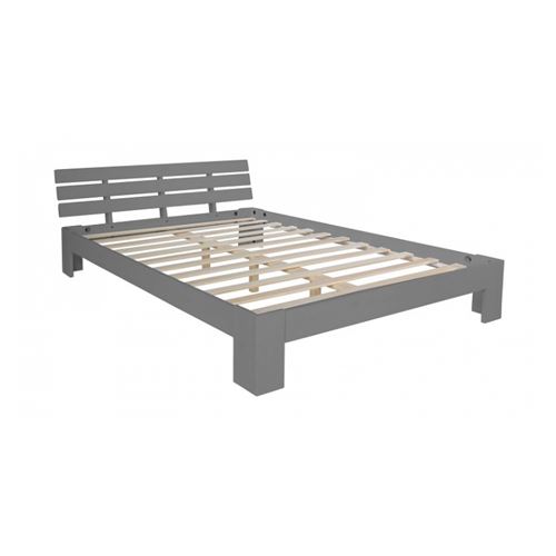 Lit double lit en bois futon lit 140x200 lit pin gris cadre de lit en bois massif