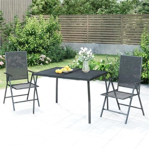 VIDAXL - Ensemble de salle à manger de jardin - 3 pièces - Anthracite - Acier - Image 3