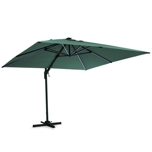 Arles Sonnenschirm 300 x 300 cm Polyester UV50+ wasserabweisend LED-Licht Dunkles Moosgrün