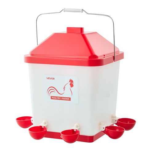 VEVOR Abreuvoir Automatique pour Poules en PP Capacité 19L Avec 6 Coupelles Vanne
