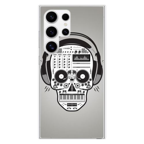 Coque en silicone imprimée compatible Samsung Galaxy S24 Ultra Skull Music