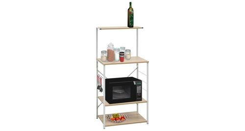 Armoire à micro-ondes blanc et chêne 60x396x123 cm aggloméré