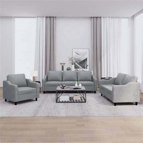 VIDAXL - Ensemble de canapés 3 pièces - Gris Clair - Image 2