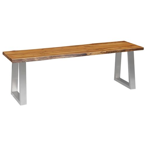 vidaXL Banc 140 cm Bois d'acacia massif et acier inoxydable