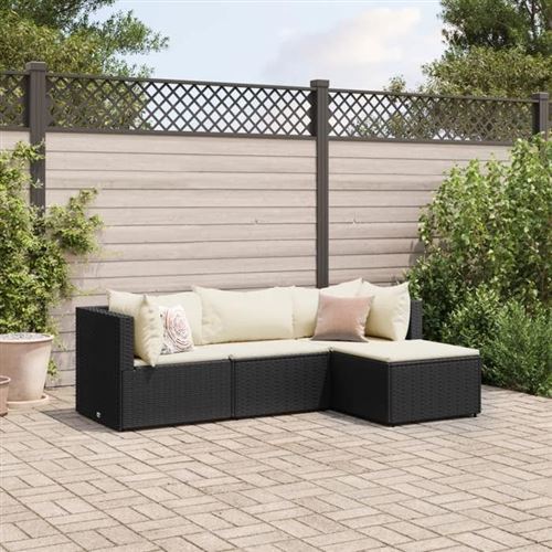 Vidaxl Noir Salon De Jardin Modulable Rotin 4 Pieces X 63 X 57.5 4 Personnes - Image 3