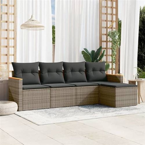 Non Communiqué Gris Vidaxl Salon De Jardin Avec Coussins 5 Pcs, Canapés De Terrasse, Ensemble De Meubles De Patio, Mobilier D'extérieur, 3258322