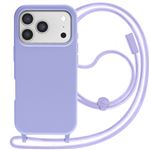 Housse IPhone 17 Pro Max Avec Cordon Réglable - étui Silicone Antichoc Avec Sangle Cou - Couleur Violet - 8
