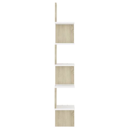 vidaXL Étagère d'angle murale Blanc et chêne 20x20x127,5 cm Aggloméré