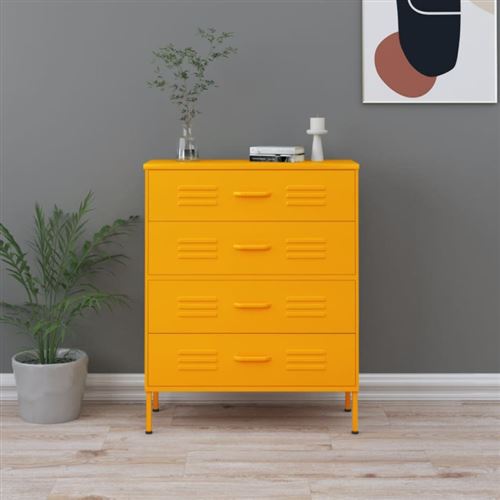 vidaXL - Commode - Industriel - Acier - Jaune - 80x35x101,5 cm - Image 2