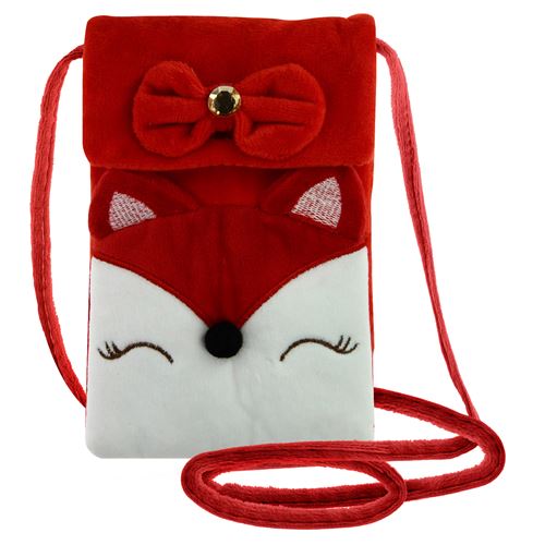 Pochette Bandoulière pour Smartphone en Tissu Design Renard Avizar Rouge