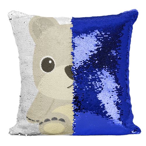 Fabulous Housse de Coussin à Sequin - Paillettes Bleu Ourson En Peluche Dessin Mignon [40 x 40 cm]