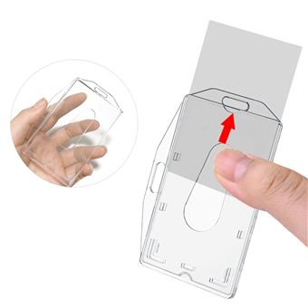 Uniclife Verticale ID-kaarthouder voor 2 kaarten met duimgleuf, harde transparante PC-beschermhoes voor kantoor-schoolidentiteitskaarten, creditcards en paspoorten, verpakking van 10 stuks Uniclife Verticale ID-kaarthouder voor 2 kaarten met duimgleuf, harde transparante PC-beschermhoes voor kantoor-schoolidentiteitskaarten, creditcards en paspoorten, verpakking van 10 stuks